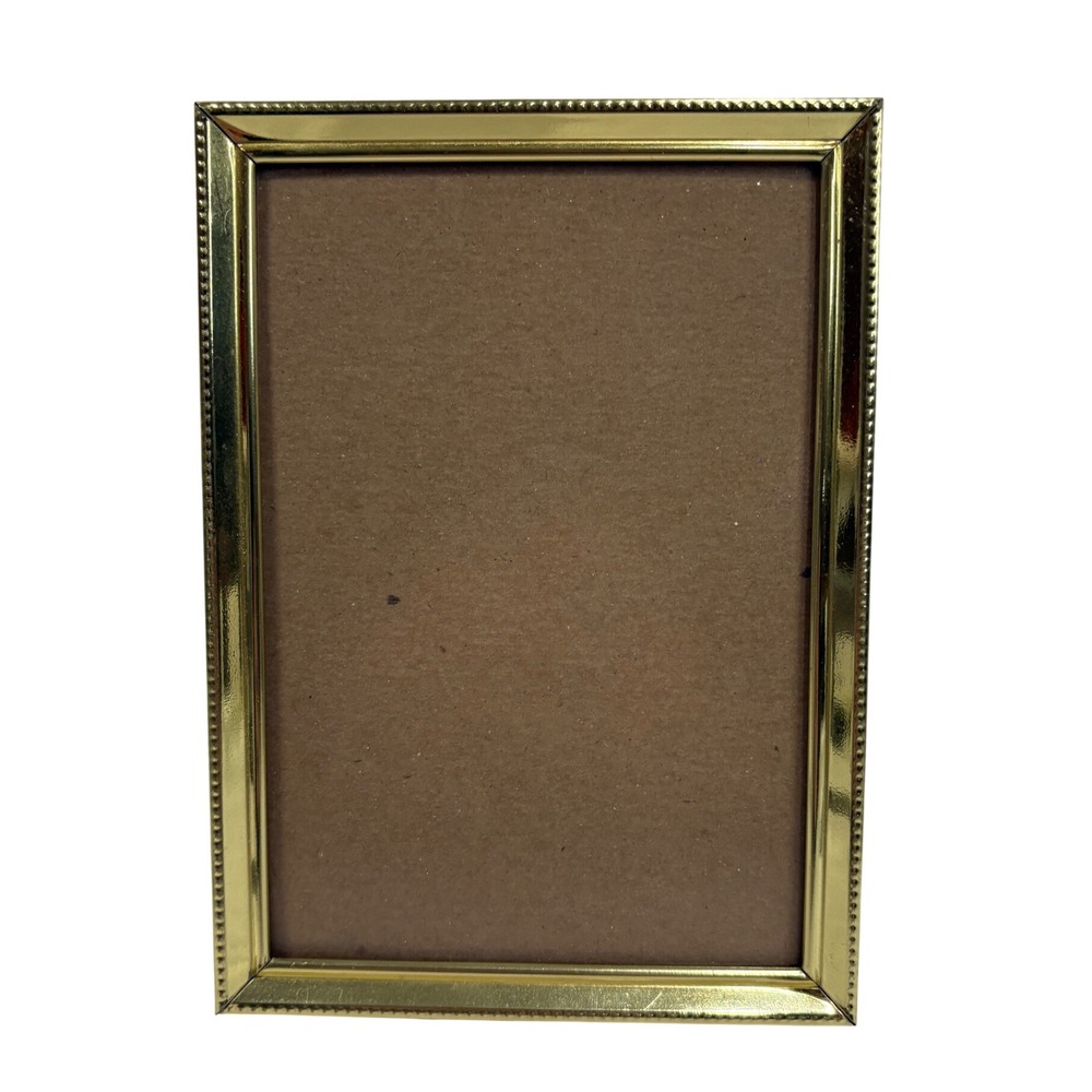 Vintage Intercraft Gold Metal Beaded Picture Frame 5x7 Glass Tabletop Wall Decor